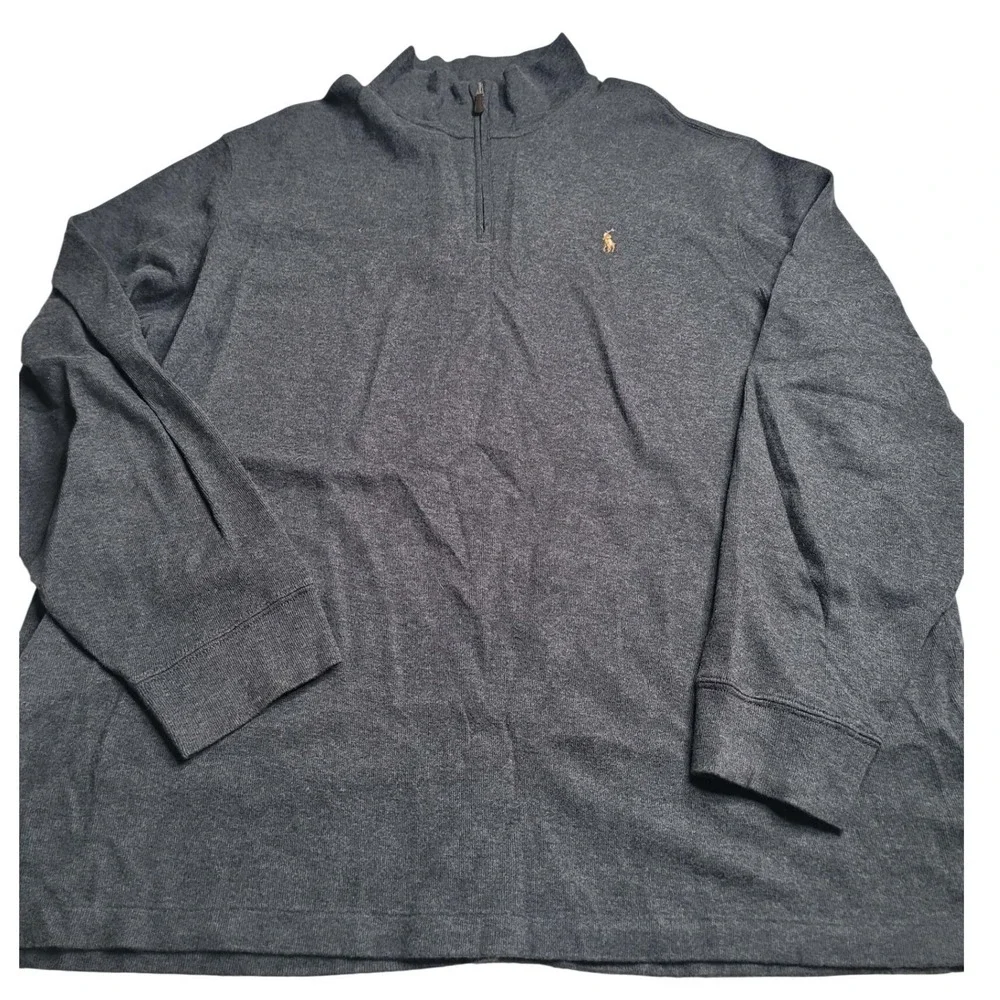 Polo Ralph Lauren Estate Rib 1/4 Zip Gray Sweater Men's XXL 100% Cotton Preppy